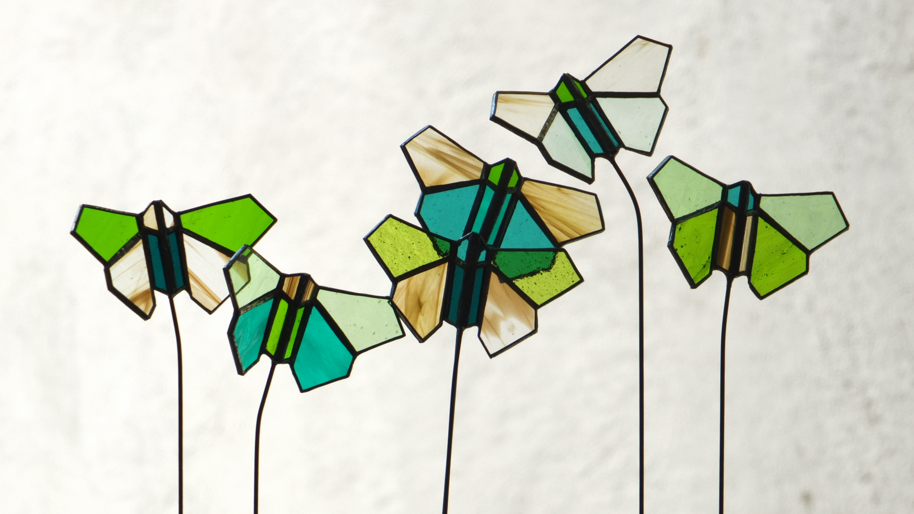 papillons verts x6